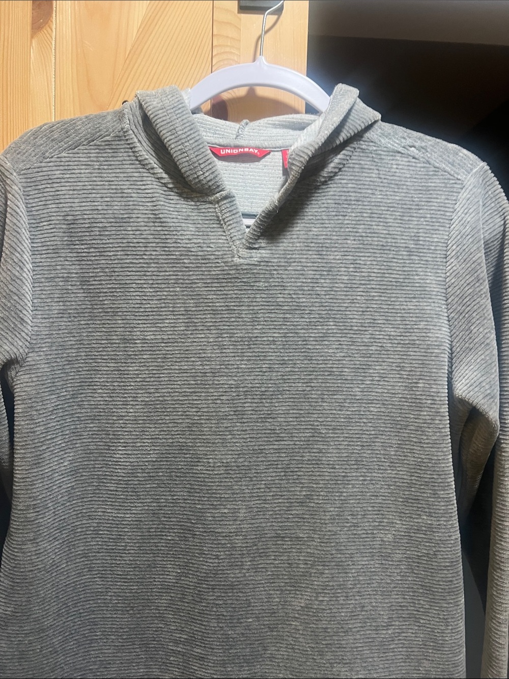 UNIONBAY Men's Ribbed Crewneck Hoodie in Heather Gray